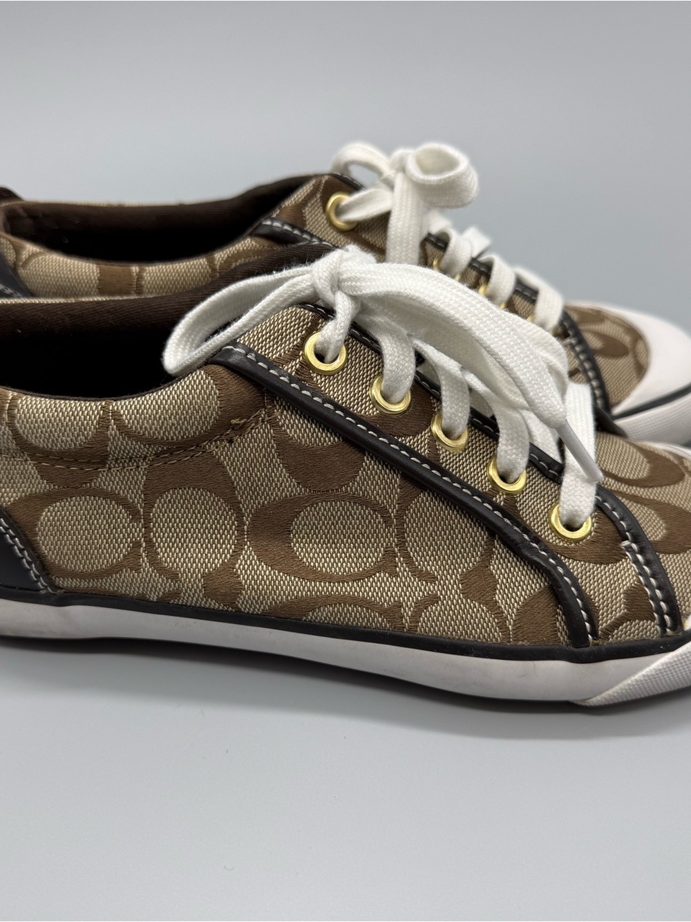 Coach Shoes Womens 6.5 Barrett Signature Sneakers Brown Canvas Low Top Casual - Picture 6 of 10